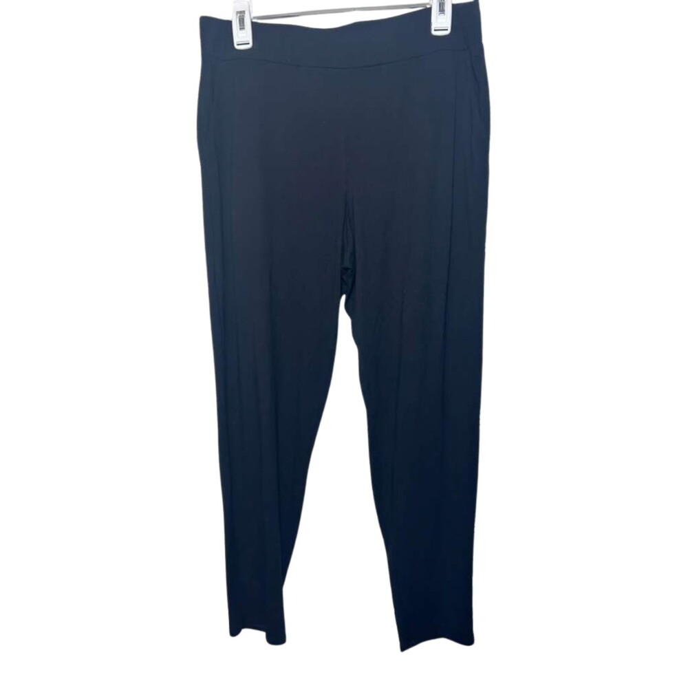 Eileen Fisher Ankle Pull On Pants Women's Medium Black Viscose Slim